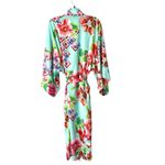 Natori  Star Blossom Belted Robe Private Luxuries Size large Blue Pink Photo 5