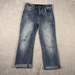 Risen Topped Cuffed Straight Leg Jeans 7/28 Distressed Blue Photo 0