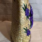 Vintage 1960s or 1970s Straw and Raffia Handbag or Small Tote Floral Beachy Photo 10