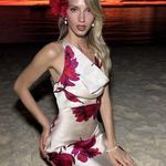 ZARA  dress maxi satin cowl plunge neck floral boho wedding evening party bodycon  Photo 7