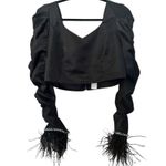 INA Satin Crop Top 100% Ostrich feathers & embellished rhinestones wrist NWT Photo 1