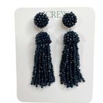 J.Crew Navy Blue Faceted Mini Beaded Tassel Pierced Earrings Photo 0