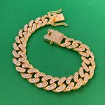 Titanium Steel Link Chain Bracelet for Men Women,CZ Cubic Zirconia Punk Hip Hop Bracelet Gold Photo 1