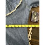 At Last Vtg Denim Shirt Big Lace Collar Cottagecore Cowgirl Granola Girl Lace Up Sz L M‍ Photo 8