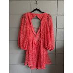 Free People NWT Women's Kaya Lace Sequin Mini Dress Size M in Coral Glam Sparkle Photo 2