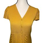 Ba&sh  Adana Pointelle Babydoll Cap Sleeve Knit Dress Mustard Yellow Lined Size 2 Photo 2