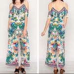 Flying Tomato Jumpsuit Green Multi Cold Shoulder Tropical Print Size Small Photo 5