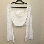 Windsor Large White Pearl Embellished Long Sleeve Crop Top Preppy Whimsical Photo 1