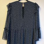 Topshop Size 10 Black White Polka Dot Knee Length Dress Sheer Ruffles Photo 9