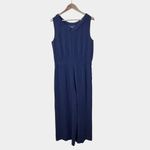 Boden Clarissa Navy Sleeveless Wide Leg Jumpsuit Size 12 Elastic Waist Pockets Blue Photo 7