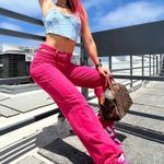 ZARA Hot Pink Barbiecore Wide leg Cutout Jeans Photo 13