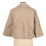 New York & Co Khaki Cotton Button Flared Cropped Blazer Photo 1
