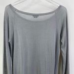 Theory  Gray Wool Silk Long Sleeve Boatneck Knit Mini Dress Photo 7