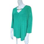 Chico's Travelers Collection by  Green Women's V-Neck Blouse (1) Photo 1