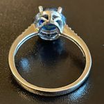 Oval blue sapphire silver plated CZ ring Size 10 Photo 3