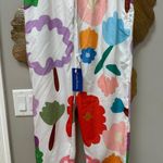 Wide Legged Site Pants Bold Floral Print Elastic Waist Medium Multi Photo 0