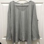 Audrey 3+1 Gray Waffle Print Long Sleeve Top Photo 0