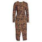 Reformation 💕💕 Maurita Dress ~ Raja Tiger Print Brown Black Animal Print Size 0 Photo 8
