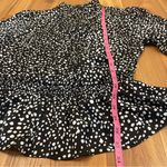 Scoop Ruffle Peplum Women’s Black White Polka Dot Long Sleeve Shirt Blouse Large Photo 9