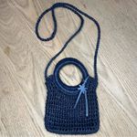 Manebi Net Bag Raffia Crochet Crossbody Navy Blue Mini Bag Photo 1