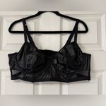 Torrid Faux Leather & Mesh Black Unlined Longline Underwire Bralette Black Sz 2 Photo 3