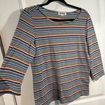 Listicle Women's Multicolor Striped 3/4 Sleeve Casual Comfort Basic TShirt Large Photo 0