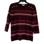 Dress Barn Women's Burgundy & Gold Stripped Top Photo 0