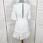 Selfie Leslie Leona Embroidered Chiffon Frill Trim Mini Dress White Small Photo 4