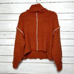 POL  Knit Sweater Small Orange Floral Daisy Cozy Turtleneck Pullover Photo 1