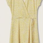Mango FLORAL YELLOW Short Sleeve Dress, Front Tie, Size 6 Photo 1