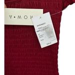 Row A Deep Red Smocked Square Neck LongSleeve Bodycon MiniDress. Photo 3