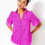 Lilly Pulitzer New Calynn Eyelet Fuchsia Shirt Size 2 $148 Photo 0