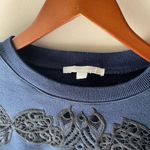 Jonathan Simkhai Lace Applique Pullover Sweatshirt Navy Blue Black Cropped Small Photo 4