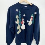 Jerzees Navy Blue Crewneck Pullover Unisex M Christmas Winter Novelty Fleece Photo 0