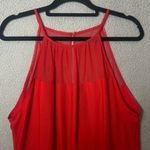 DKNY Top Womens L Red Poppy Sleeveless Mesh Top Xmas Party Event Casual NEW Photo 3