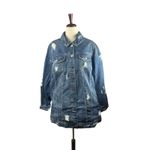 Torrid  Womens Chore Jacket 2X (18-20) Longline Denim Distressed Oversized‎ NWT Photo 1