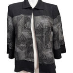 Chico's Chico’s Travelers Collection Black Silver Geometric Open Front Jacket Large Photo 0