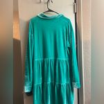 Teal Tiered Faux Velvet Collard Dress Blue Size XXL Photo 4