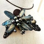 Blue abalone flower choker necklace Photo 1