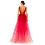 Mac Duggal NWT  Red Ombre Tulle V-Neck Sleeveless Beaded Gown 4 Photo 1