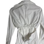 Patou White Pleated Long Sleeve Mini Poplin Tie Waist French Shirt Dress 6 Photo 10