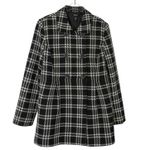 Style & Co . Black And White Plaid Long Wool Peacoat Women's Large Preppy Photo 3