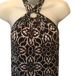 White House | Black Market Y2K WHBM Keyhole Halter Top Maxi Dress M Black White Damask Print Slinky Summer Photo 1
