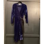 Diane Von Furstenberg  Tulisa ruffled devore Velvet Midi Wrap Dress Navy size 6 Photo 3