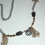 Vintage Gold Tone & Black Metal Dangling Fringe Tassel Boho Necklace Photo 3