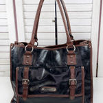 Franco Sarto  Faux Leather Large Tote Shoulder Bag Black Brown Photo 0