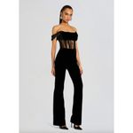 retrofete Leni Velvet Corset Wide Leg Jumpsuit Black Womens Size Small Photo 2