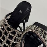 ZARA Black Rhinestone Embellished Women's Sandals NWOT Photo 4