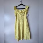 JustFab NWT Lemon Medium Yellow Off the Shoulder Linen Midi Dress Ruffle Top Photo 4