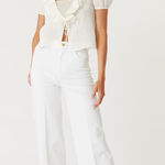 Anthropologie Level 99 Hudson Crop Wide Leg Jeans White 27 Raw Hem Flare Chic Photo 0